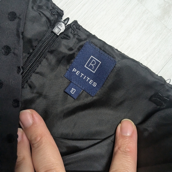 Reitman's Size 10 Black on Black Polka Dot Babydoll Cut Dress - Picture 3 of 7